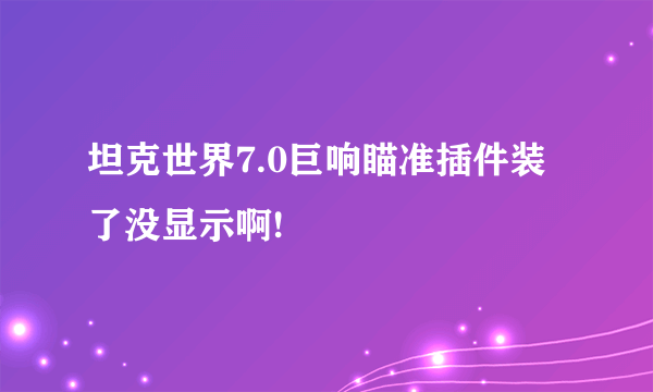 坦克世界7.0巨响瞄准插件装了没显示啊!