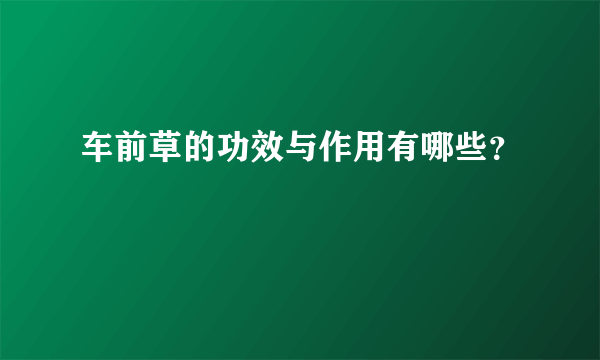 车前草的功效与作用有哪些？