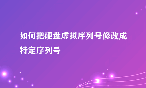 如何把硬盘虚拟序列号修改成特定序列号