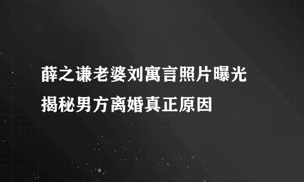 薛之谦老婆刘寓言照片曝光  揭秘男方离婚真正原因