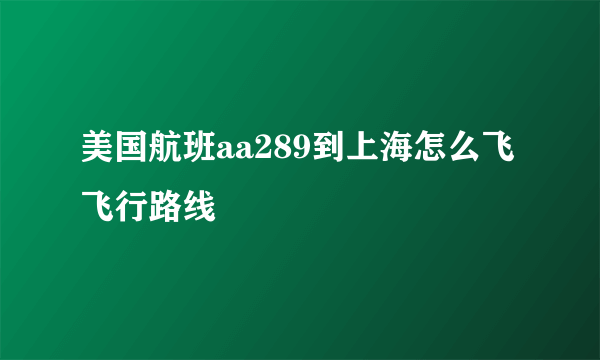 美国航班aa289到上海怎么飞 飞行路线