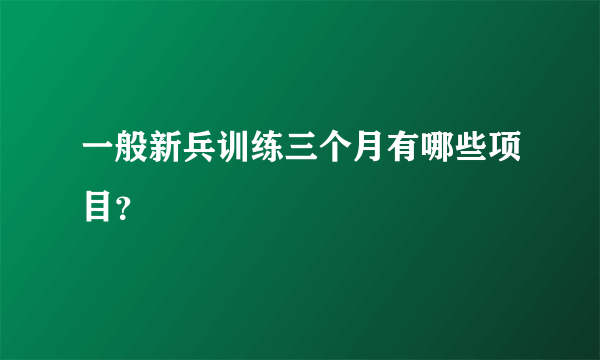 一般新兵训练三个月有哪些项目？