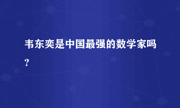 韦东奕是中国最强的数学家吗？