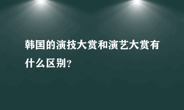 韩国的演技大赏和演艺大赏有什么区别？