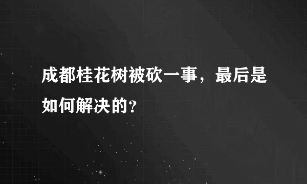 成都桂花树被砍一事，最后是如何解决的？