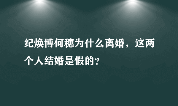 纪焕博何穗为什么离婚，这两个人结婚是假的？