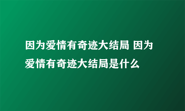 因为爱情有奇迹大结局 因为爱情有奇迹大结局是什么