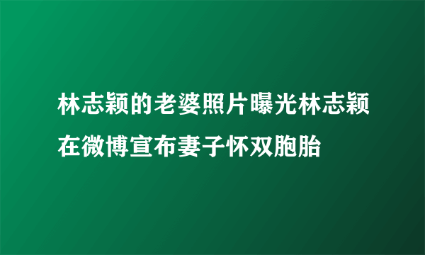 林志颖的老婆照片曝光林志颖在微博宣布妻子怀双胞胎