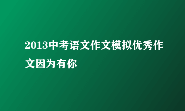 2013中考语文作文模拟优秀作文因为有你