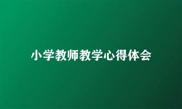 小学教师教学心得体会