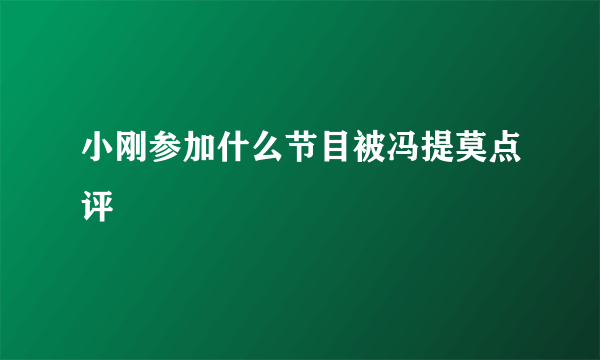 小刚参加什么节目被冯提莫点评