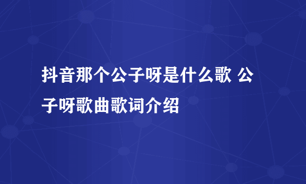 抖音那个公子呀是什么歌 公子呀歌曲歌词介绍