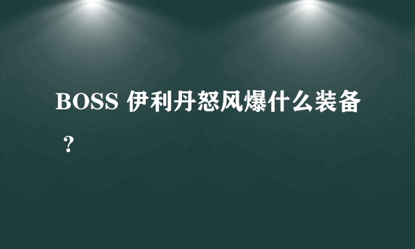 BOSS 伊利丹怒风爆什么装备 ？