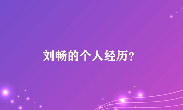 刘畅的个人经历？