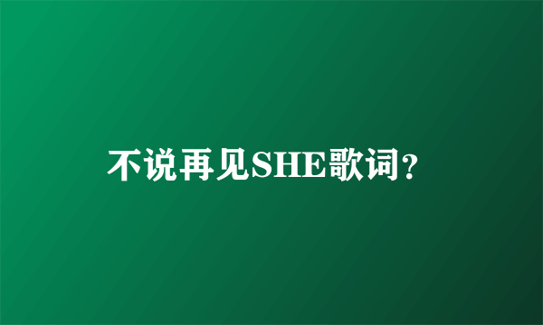 不说再见SHE歌词？