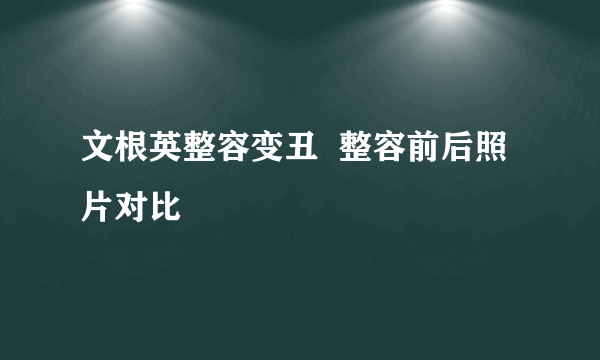 文根英整容变丑  整容前后照片对比