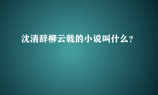 沈清辞柳云戟的小说叫什么？