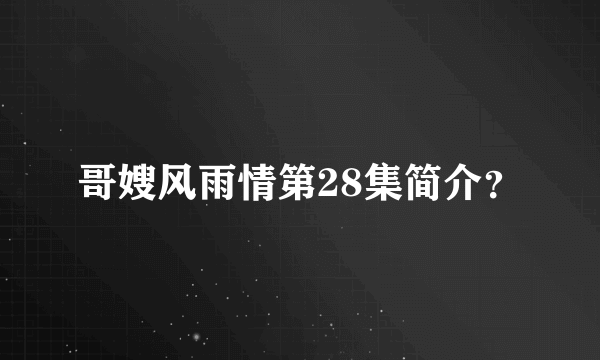 哥嫂风雨情第28集简介？