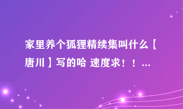 家里养个狐狸精续集叫什么【唐川】写的哈 速度求！！！！！！！