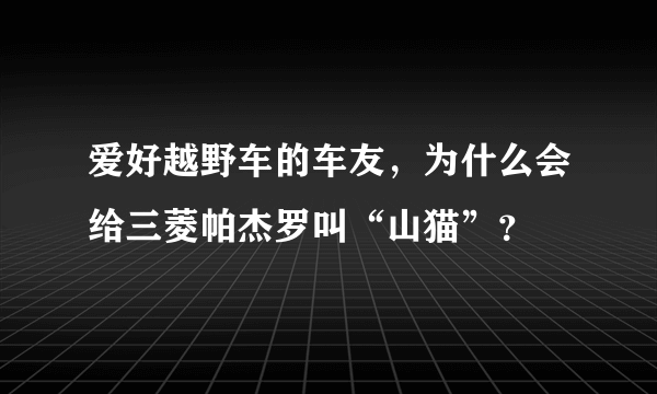 爱好越野车的车友，为什么会给三菱帕杰罗叫“山猫”？