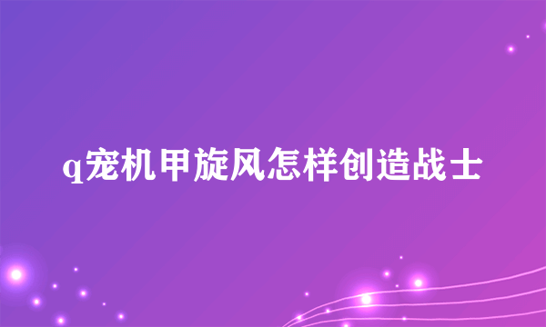 q宠机甲旋风怎样创造战士