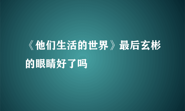 《他们生活的世界》最后玄彬的眼睛好了吗