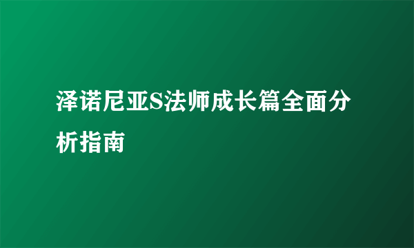 泽诺尼亚S法师成长篇全面分析指南