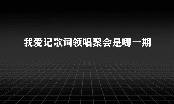 我爱记歌词领唱聚会是哪一期