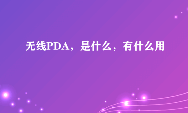 无线PDA，是什么，有什么用