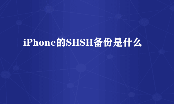 iPhone的SHSH备份是什么