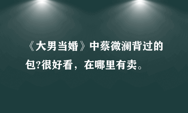 《大男当婚》中蔡微澜背过的包?很好看，在哪里有卖。