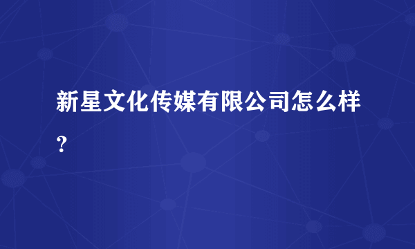 新星文化传媒有限公司怎么样？