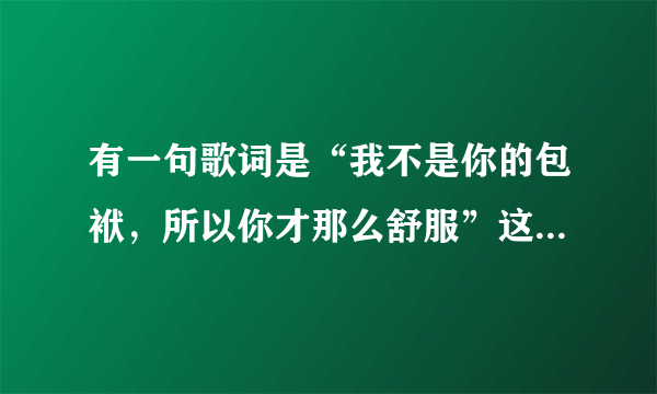 有一句歌词是“我不是你的包袱，所以你才那么舒服”这是一首什么歌？