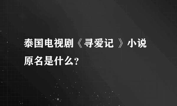 泰国电视剧《寻爱记 》小说原名是什么？