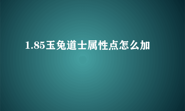 1.85玉兔道士属性点怎么加