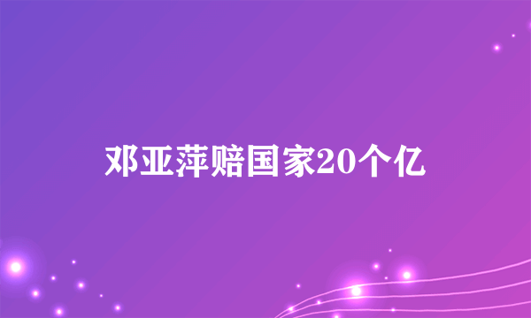 邓亚萍赔国家20个亿