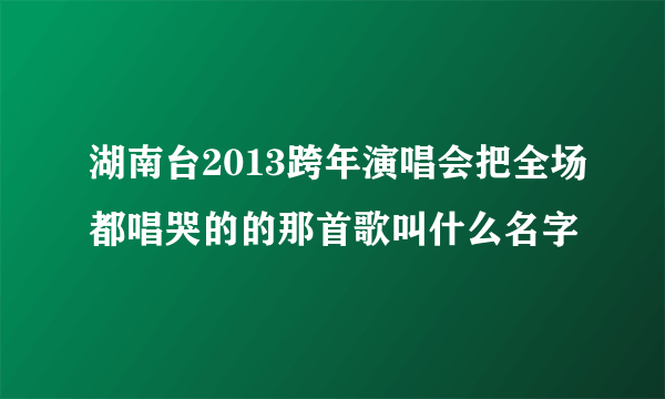 湖南台2013跨年演唱会把全场都唱哭的的那首歌叫什么名字