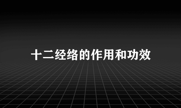 十二经络的作用和功效