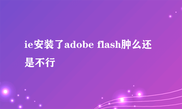 ie安装了adobe flash肿么还是不行