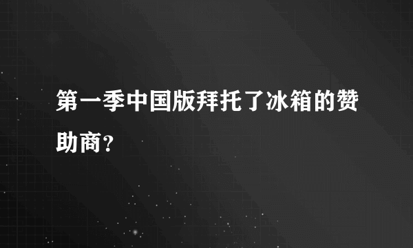 第一季中国版拜托了冰箱的赞助商？