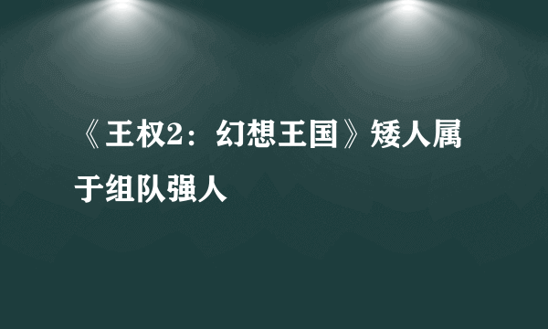 《王权2：幻想王国》矮人属于组队强人