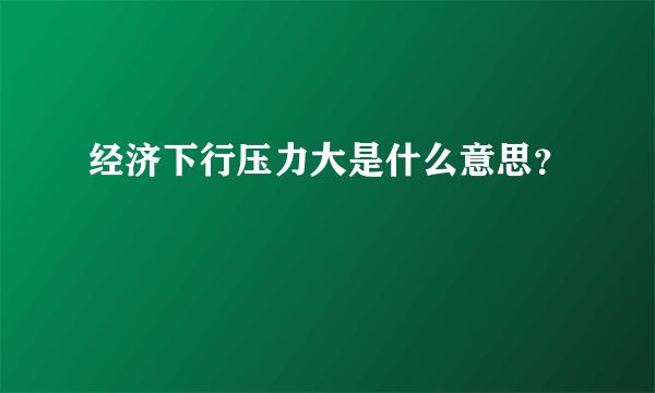 经济下行压力大是什么意思？