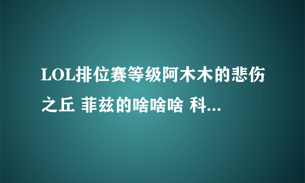 LOL排位赛等级阿木木的悲伤之丘 菲兹的啥啥啥 科加斯的啥的 这种英雄名有啥意义么