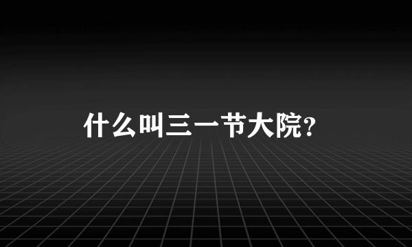 什么叫三一节大院？