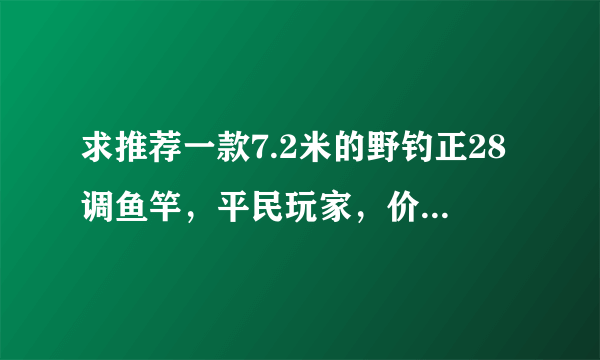 求推荐一款7.2米的野钓正28调鱼竿，平民玩家，价格不要太高？