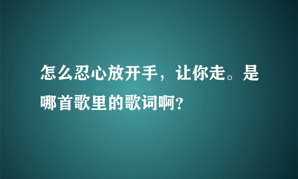 怎么忍心放开手，让你走。是哪首歌里的歌词啊？