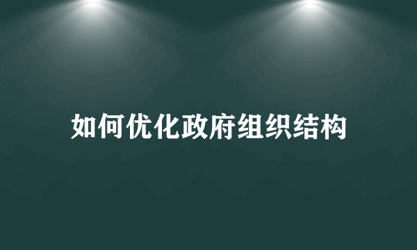 如何优化政府组织结构