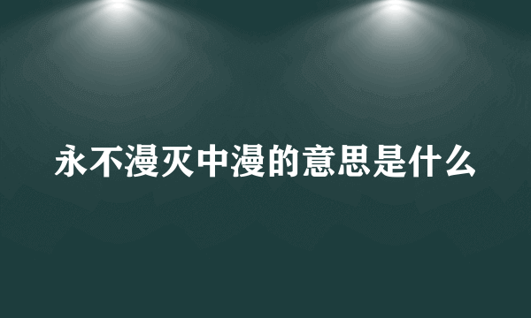 永不漫灭中漫的意思是什么