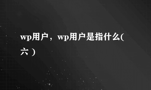 wp用户，wp用户是指什么( 六 )