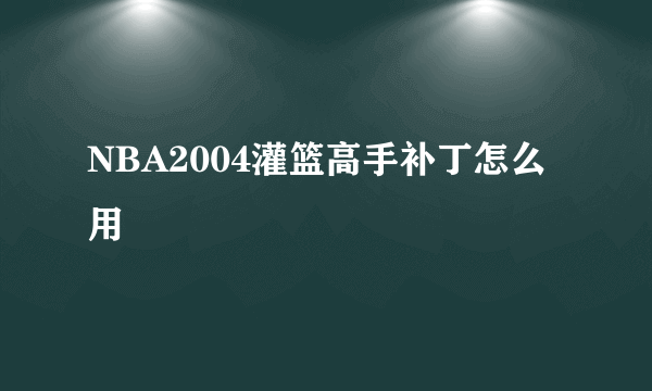 NBA2004灌篮高手补丁怎么用